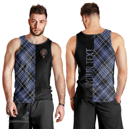 Scottish Clark Clan Tartan Men Tank Top - Half of Me Style - Custom Your Text Scottish Plaid Tartan Plaid