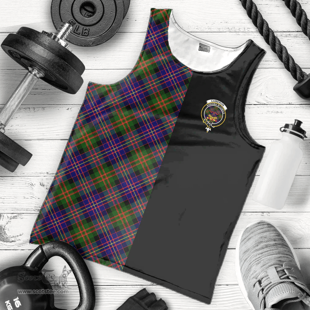 Scottish Cameron of Erracht Modern Clan Tartan Men Tank Top - Half of Me Style - Custom Your Text Scottish Plaid Tartan Plaid