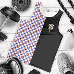 Scottish Boswell Modern Clan Tartan Men Tank Top - Half of Me Style - Custom Your Text Scottish Plaid Tartan Plaid