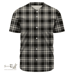 Scottish Menzies Black & White Ancient Clan Tartan Baseball Jersey - Classic Scottish Plaid Tartan Plaid