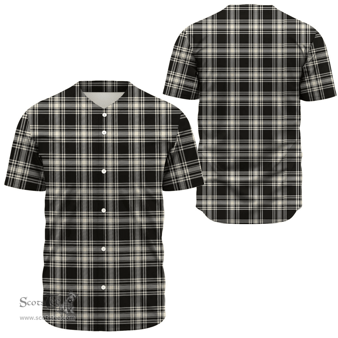 Scottish Menzies Black & White Ancient Clan Tartan Baseball Jersey - Classic Scottish Plaid Tartan Plaid