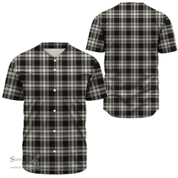Scottish Menzies Black & White Ancient Clan Tartan Baseball Jersey - Classic Scottish Plaid Tartan Plaid