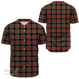 Scottish Stewart Black Clan Tartan Baseball Jersey - Classic Scottish Plaid Tartan Plaid
