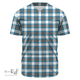 Scottish Stewart Muted Blue Clan Tartan Baseball Jersey - Classic Scottish Plaid Tartan Plaid
