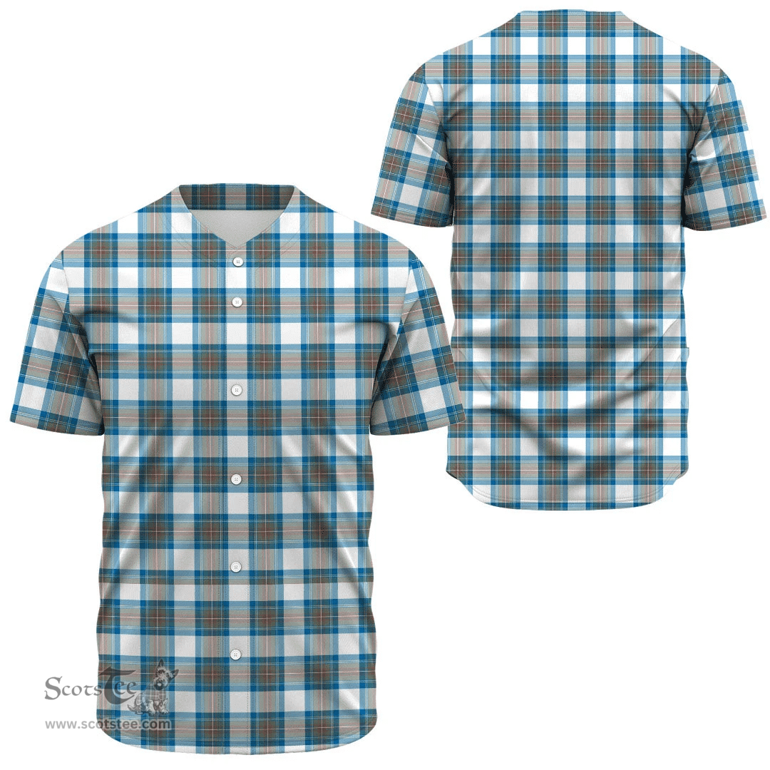 Scottish Stewart Muted Blue Clan Tartan Baseball Jersey - Classic Scottish Plaid Tartan Plaid