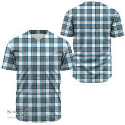 Scottish Stewart Muted Blue Clan Tartan Baseball Jersey - Classic Scottish Plaid Tartan Plaid