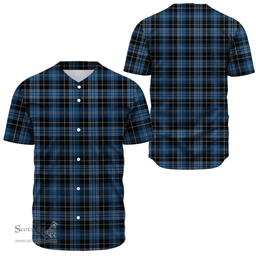Scottish Clergy Blue Clan Tartan Baseball Jersey - Classic Scottish Plaid Tartan Plaid