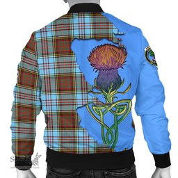 Scottish Anderson Ancient Tartan Family Crest with Thistle and Scotland Map Tartan Plaid Bomber Jacket Scottish Plaid Tartan Plaid - ScotsTee - scotstee.com