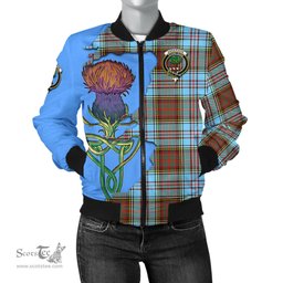 Scottish Anderson Ancient Tartan Family Crest with Thistle and Scotland Map Tartan Plaid Bomber Jacket Scottish Plaid Tartan Plaid - ScotsTee - scotstee.com