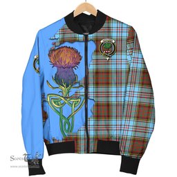 Scottish Anderson Ancient Tartan Family Crest with Thistle and Scotland Map Tartan Plaid Bomber Jacket Scottish Plaid Tartan Plaid - ScotsTee - scotstee.com