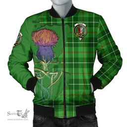 Scottish Boyle Tartan Family Crest with Thistle and Scotland Map Tartan Plaid Bomber Jacket Scottish Plaid Tartan Plaid - ScotsTee - scotstee.com