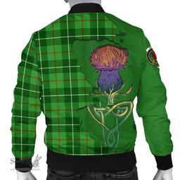 Scottish Boyle Tartan Family Crest with Thistle and Scotland Map Tartan Plaid Bomber Jacket Scottish Plaid Tartan Plaid - ScotsTee - scotstee.com
