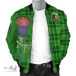 Scottish Boyle Tartan Family Crest with Thistle and Scotland Map Tartan Plaid Bomber Jacket Scottish Plaid Tartan Plaid - ScotsTee - scotstee.com