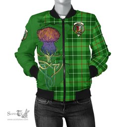 Scottish Boyle Tartan Family Crest with Thistle and Scotland Map Tartan Plaid Bomber Jacket Scottish Plaid Tartan Plaid - ScotsTee - scotstee.com