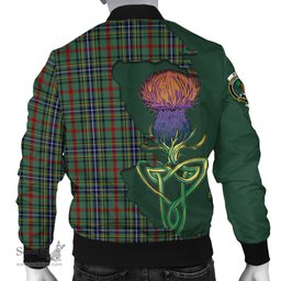 Scottish Bisset Tartan Family Crest with Thistle and Scotland Map Tartan Plaid Bomber Jacket Scottish Plaid Tartan Plaid - ScotsTee - scotstee.com