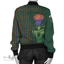 Scottish Bisset Tartan Family Crest with Thistle and Scotland Map Tartan Plaid Bomber Jacket Scottish Plaid Tartan Plaid - ScotsTee - scotstee.com