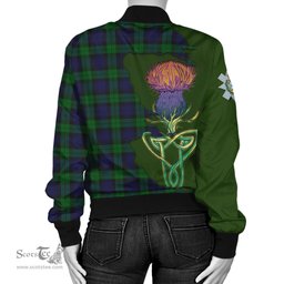 Scottish Black Watch Tartan Family Crest with Thistle and Scotland Map Tartan Plaid Bomber Jacket Scottish Plaid Tartan Plaid - ScotsTee - scotstee.com