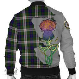 Scottish Blair Dress Tartan Family Crest with Thistle and Scotland Map Tartan Plaid Bomber Jacket Scottish Plaid Tartan Plaid - ScotsTee - scotstee.com