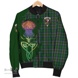 Scottish Cockburn Tartan Family Crest with Thistle and Scotland Map Tartan Plaid Bomber Jacket Scottish Plaid Tartan Plaid - ScotsTee - scotstee.com