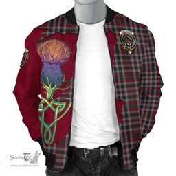 Scottish Borthwick Tartan Family Crest with Thistle and Scotland Map Tartan Plaid Bomber Jacket Scottish Plaid Tartan Plaid - ScotsTee - scotstee.com