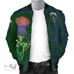 Scottish Barclay Tartan Family Crest with Thistle and Scotland Map Tartan Plaid Bomber Jacket Scottish Plaid Tartan Plaid - ScotsTee - scotstee.com