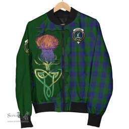 Scottish Barclay Tartan Family Crest with Thistle and Scotland Map Tartan Plaid Bomber Jacket Scottish Plaid Tartan Plaid - ScotsTee - scotstee.com