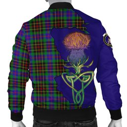 Scottish Brodie Hunting Modern Tartan Family Crest with Thistle and Scotland Map Tartan Plaid Bomber Jacket Scottish Plaid Tartan Plaid - ScotsTee - scotstee.com