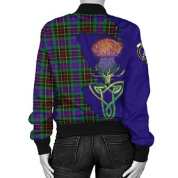 Scottish Brodie Hunting Modern Tartan Family Crest with Thistle and Scotland Map Tartan Plaid Bomber Jacket Scottish Plaid Tartan Plaid - ScotsTee - scotstee.com