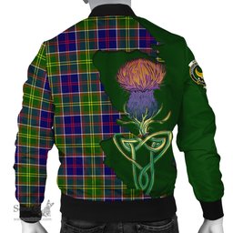 Scottish Arnott Tartan Family Crest with Thistle and Scotland Map Tartan Plaid Bomber Jacket Scottish Plaid Tartan Plaid - ScotsTee - scotstee.com