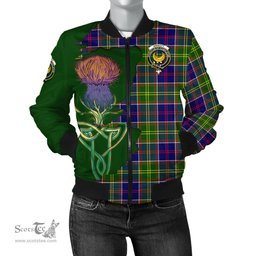 Scottish Arnott Tartan Family Crest with Thistle and Scotland Map Tartan Plaid Bomber Jacket Scottish Plaid Tartan Plaid - ScotsTee - scotstee.com