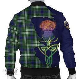 Scottish Blyth Tartan Family Crest with Thistle and Scotland Map Tartan Plaid Bomber Jacket Scottish Plaid Tartan Plaid - ScotsTee - scotstee.com