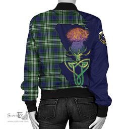 Scottish Blyth Tartan Family Crest with Thistle and Scotland Map Tartan Plaid Bomber Jacket Scottish Plaid Tartan Plaid - ScotsTee - scotstee.com