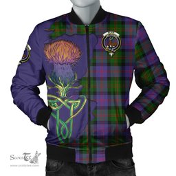 Scottish Blair Modern Tartan Family Crest with Thistle and Scotland Map Tartan Plaid Bomber Jacket Scottish Plaid Tartan Plaid - ScotsTee - scotstee.com