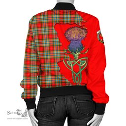 Scottish Chattan Tartan Family Crest with Thistle and Scotland Map Tartan Plaid Bomber Jacket Scottish Plaid Tartan Plaid - ScotsTee - scotstee.com