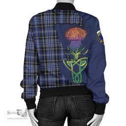 Scottish Clark (Lion) Tartan Family Crest with Thistle and Scotland Map Tartan Plaid Bomber Jacket Scottish Plaid Tartan Plaid - ScotsTee - scotstee.com