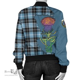 Scottish Clark Ancient Tartan Family Crest with Thistle and Scotland Map Tartan Plaid Bomber Jacket Scottish Plaid Tartan Plaid - ScotsTee - scotstee.com