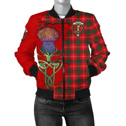 Scottish Chisholm Modern Tartan Family Crest with Thistle and Scotland Map Tartan Plaid Bomber Jacket Scottish Plaid Tartan Plaid - ScotsTee - scotstee.com