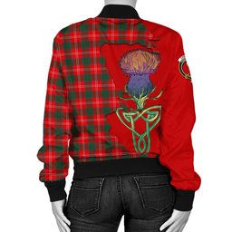 Scottish Chisholm Modern Tartan Family Crest with Thistle and Scotland Map Tartan Plaid Bomber Jacket Scottish Plaid Tartan Plaid - ScotsTee - scotstee.com