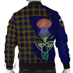 Scottish Clelland Modern Tartan Family Crest with Thistle and Scotland Map Tartan Plaid Bomber Jacket Scottish Plaid Tartan Plaid - ScotsTee - scotstee.com