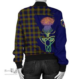 Scottish Clelland Modern Tartan Family Crest with Thistle and Scotland Map Tartan Plaid Bomber Jacket Scottish Plaid Tartan Plaid - ScotsTee - scotstee.com