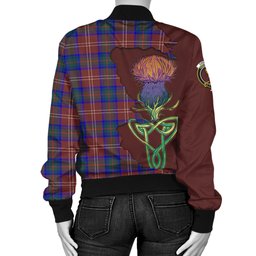 Scottish Chisholm Hunting Modern Tartan Family Crest with Thistle and Scotland Map Tartan Plaid Bomber Jacket Scottish Plaid Tartan Plaid - ScotsTee - scotstee.com