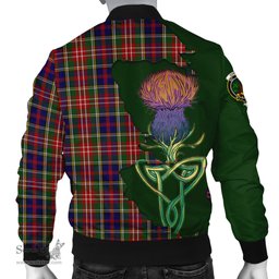 Scottish Christie Tartan Family Crest with Thistle and Scotland Map Tartan Plaid Bomber Jacket Scottish Plaid Tartan Plaid - ScotsTee - scotstee.com