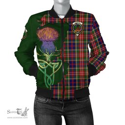 Scottish Christie Tartan Family Crest with Thistle and Scotland Map Tartan Plaid Bomber Jacket Scottish Plaid Tartan Plaid - ScotsTee - scotstee.com