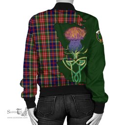 Scottish Christie Tartan Family Crest with Thistle and Scotland Map Tartan Plaid Bomber Jacket Scottish Plaid Tartan Plaid - ScotsTee - scotstee.com