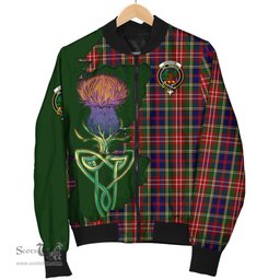 Scottish Christie Tartan Family Crest with Thistle and Scotland Map Tartan Plaid Bomber Jacket Scottish Plaid Tartan Plaid - ScotsTee - scotstee.com