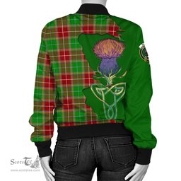 Scottish Baxter Modern Tartan Family Crest with Thistle and Scotland Map Tartan Plaid Bomber Jacket Scottish Plaid Tartan Plaid - ScotsTee - scotstee.com
