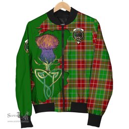 Scottish Baxter Modern Tartan Family Crest with Thistle and Scotland Map Tartan Plaid Bomber Jacket Scottish Plaid Tartan Plaid - ScotsTee - scotstee.com