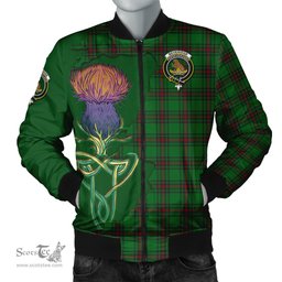 Scottish Beveridge Tartan Family Crest with Thistle and Scotland Map Tartan Plaid Bomber Jacket Scottish Plaid Tartan Plaid - ScotsTee - scotstee.com