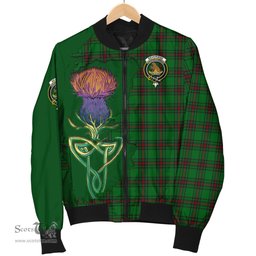 Scottish Beveridge Tartan Family Crest with Thistle and Scotland Map Tartan Plaid Bomber Jacket Scottish Plaid Tartan Plaid - ScotsTee - scotstee.com