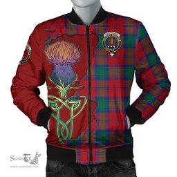 Scottish Auchinleck Tartan Family Crest with Thistle and Scotland Map Tartan Plaid Bomber Jacket Scottish Plaid Tartan Plaid - ScotsTee - scotstee.com